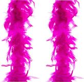 Merkloos Carnaval verkleed veren Boa - 2x stuks - Fuchsia - 2 meter