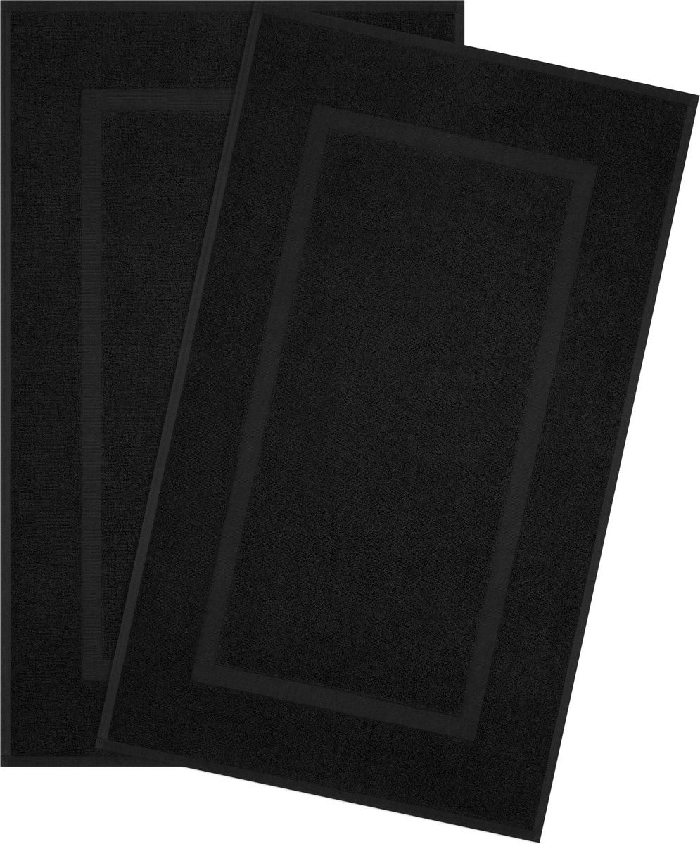 Hammetex badmattenset (2 stuks), 100% katoenen douchemat voor de badkamer, absorberende wasbare badmatten 51x86 cm, grote badmatten, zwart