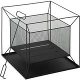 Brasero de jardin portable en métal, brasero d'extérieur avec support suspendu et tisonnier, 45 x 45 x 43 cm, noir