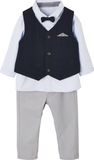 Vertbaudet Feestelijke set jongensbaby vest + overhemd + vlinderdas + broek