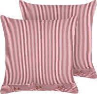 AALITA - Sierkussen set van 2 - Rood/Wit - 45 x 45 cm - Katoen