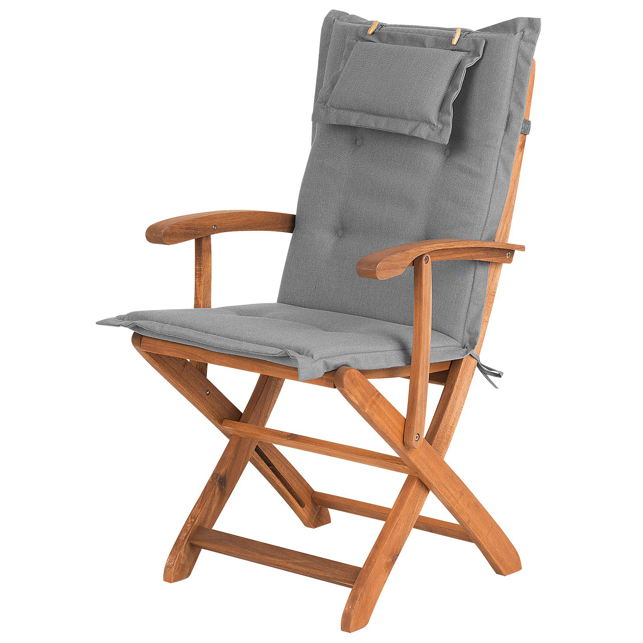 Beliani MAUI - Tuinstoel set van 2 - Lichte houtkleur/Grijs - Acaciahout