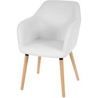 Générique Malmö Set van 6 eetkamerstoelen Malmö T381, stoel keukenstoel, retro jaren 50 design ~ kunstleer, wit, lichtgekleurde poten