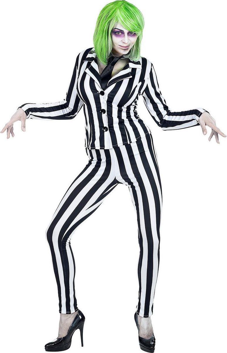 Widmann Horror Films Kostuum | Geest In Streepjespak Betelgeuse | Vrouw | Small | Halloween | Verkleedkleding