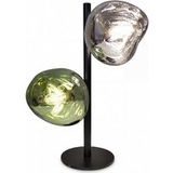 Licht-Erlebnisse CLONLINA Tischleuchte, Glas Weiß Grün Metall E14 40 cm Lava-Glas verspiegelt Schlafzimmer