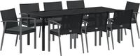 vidaXL Tuinset, 9-delig, zwart en grijs, PE-rattan