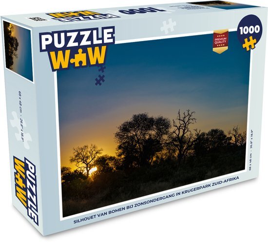 MuchoWow Puzzel Silhouet van bomen bij zonsondergang in Krugerpark Zuid-Afrika - Legpuzzel - Puzzel 1000 stukjes volwassenen