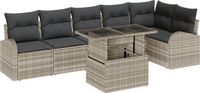 vidaXL Tuinbank Set Lichtgrijs Polyrattan