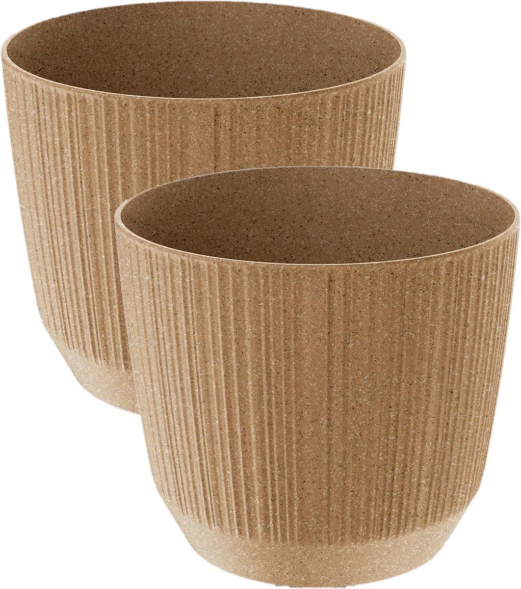 Prosperplast Carf-Stripe Plantenpot - Ø17cm - Beige - Set van 2