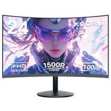 KOORUI Gebogen Monitor - 24 Inch FHD Gebogen Computermonitor, VA Paneel, 60Hz, Kromming 1800R, Kantelinstelling, Oogzorg, HDMI, VGA Gaming Monitor, Zwart 24N5C