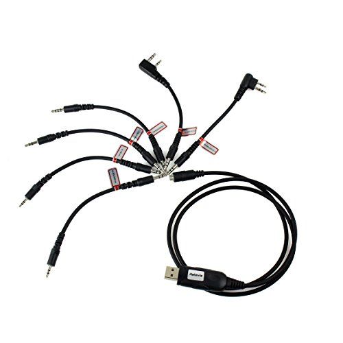 Retevis 6 in 1 USB Programmeerkabel Compatibel met Walkie Talkie RT22 RT24 RT27 RT5 RT5R RT5RV RT1 RT21 Baofeng BF-888S UV-5R Motorola HYT ICOM PUXING KENWOOD YAESU Ham Radio