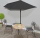Prolenta Maison Exclusive Balkonscherm met aluminium mast, zwart, 270x144x222 cm, halfrond