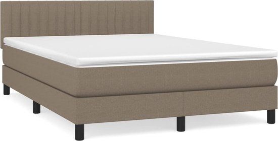 vidaXL Boxspring met matras stof taupe 140x200 cm