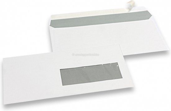 Envelop C5/6 114x229mm venster rechts zelfklevend wit 500st