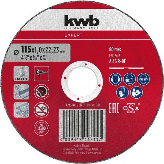 KWB Expert doorslijpschijf 115x1,0 mm