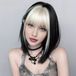 Sans marque Perruque courte bob pour femmes, court, cheveux gris-blanc raides avec frange