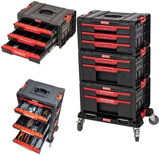 Patrol Qbrick System PRO Drawer Werkplaats Set 1 2.0 + 2x Lade 2 Gereedschapskist + 1x Lade 3 Gereedschapskist + Rolplank