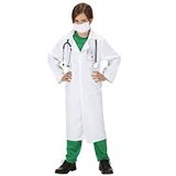 Widmann Milano Party Fashion Doktersjas en Masker Kind Kostuum - Wit - Maat 116