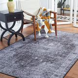 Safavieh Traditioneel tapijt voor machinewasbaar en antislip - Ideaal voor drukke gebieden - Tucson Collection, korte pool, beige en grijs, 120 x 120 cm