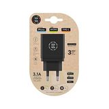 Oplader Tech One Oplader Tech One Tech 3.1, drievoudige wand, voor iPhone/Micro USB/Type-C, zwart