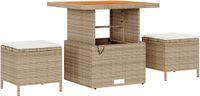 vidaXL Tuin Eettafel Set 3-delig Beige Poly Rattan