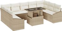 vidaXL Bankstel - 10-delig - Beige en Crème - Poly rotan