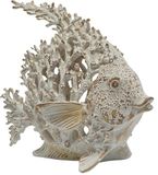 VVGIFTS Strand kust decor koraalrif maanvissen thuiskantoor bureau decor sculptuur standbeeld voor tafelblad plank badkamer decoratie ornament geschenk (wit)