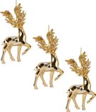 Decoris Kerstboomhanger rendier - 12 stuks - 16 cm - goud - kunststof