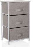 hjh LIVING FOLDRESS M Commode met 3 laden van stof, 73 x 45 x 30 cm, commode organizer, in hoogte verstelbare poten, metalen frame, grijs