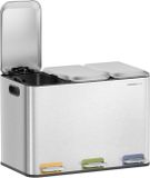 SONGMICS Pedaalemmer - 3 compartimenten - 45 liter - Keuken Prullenbak - Zilver