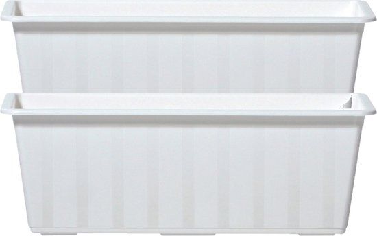Prosperplast 2x Witte kunststof Agro plantenbakken/bloembakken 40 cm - Tuin decoraties