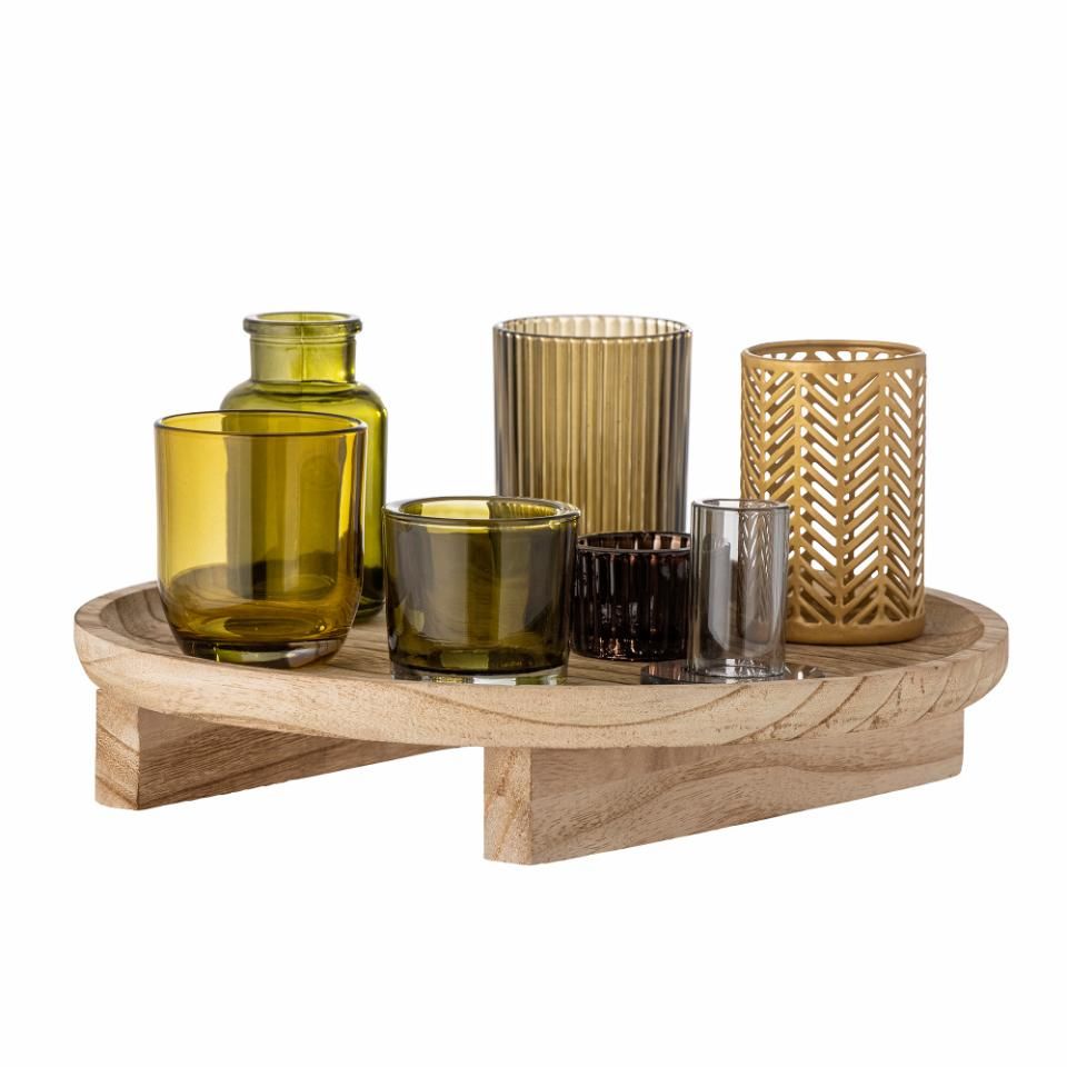 Bloomingville Sanga Kandelaar - Glas - Meerkleurig - Set van 8