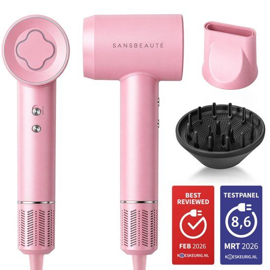 Sansbeauté Föhn met Diffuser - 2000W - Ionische Haardroger - 3 Opzetstukken - EssentiaPRO®