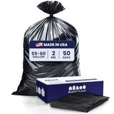 Plasticplace 55-60 gallon vuilniszakken │ 2,0 Mil │ Zwarte Heavy Duty vuilnisbak Liners │ 91,4 cm x 147,3 cm, 50 Count (Pack van 1)