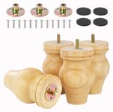 Pieds de meuble en bois Set de 4 - Pied de remplacement en hêtre 13,5 cm