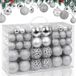 BAKAJI 100 kerstballen diameter 3/4/6 cm kerstboomversiering (zilver)