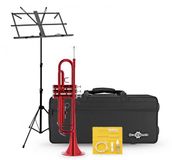 Gear4music Student Trumpet Beginner Pack, Red