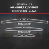 HEYNER® Essuie-glace pour MAHINDRA KUV100 01.2016 - 10.2026, Essuie-glace plat hybride, Aérodynamique & Flexible, Revêtement nanographique