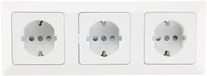 MILOS Ensemble composé de 3 prises + 1 cadre pour 3 prises, 250V/16A, connexion, blanc mat