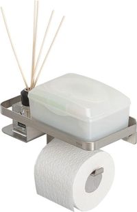 Tiger Caddy Toiletrolhouder met planchet 24 cm - RVS geborsteld