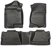 Husky Liners Tapis de sol Weatherbeater | Convient aux Chevrolet Silverado & GMC Sierra 1500 2007-2013 ; Silverado/Sierra 2500/3500 Crew Cab 2007-2014 (couverture du plancher) | Avant et 2ème rangée, 3 pièces Noir - 98201