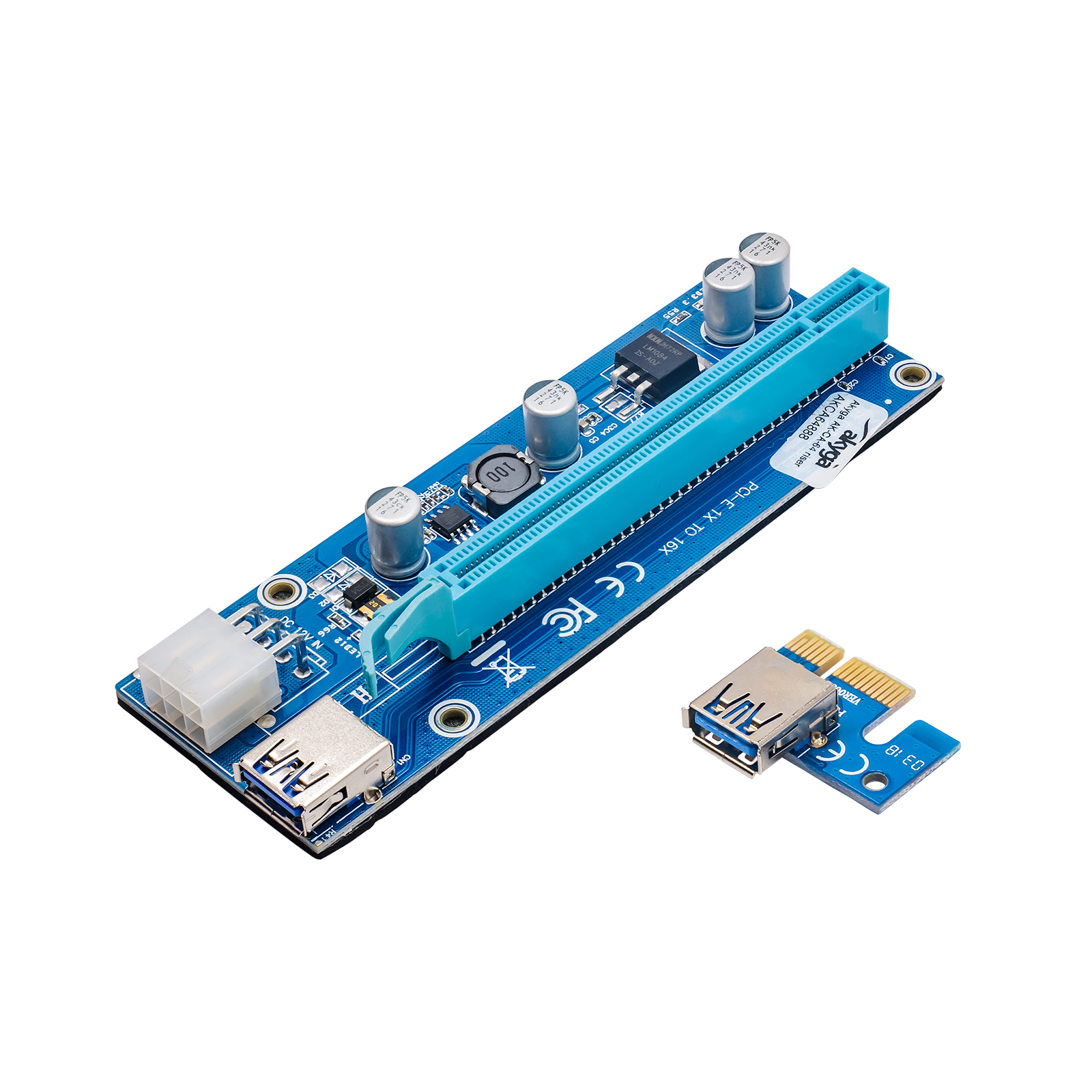 Akyga Riser PCI-E 1x - 16x AK-CA-64 USB 3.0, 6-pin, SATA, 009s