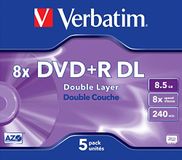 Verbatim DVD+R Double Layer 8,5 GB 8X mat zilver Surface Jewelcase Pack 5