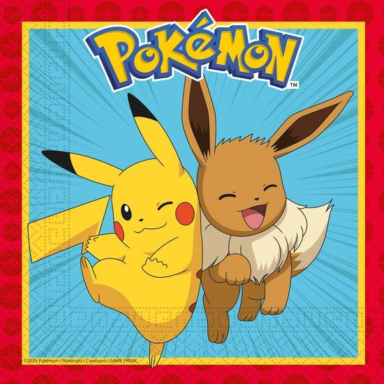globos Pokémon papieren servetten 33x33cm FSC 20 stuks