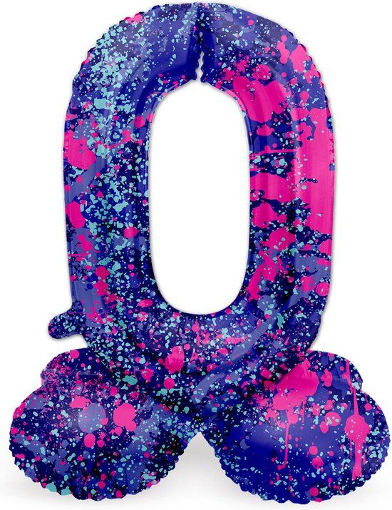 Folat Staande folieballon Cijfer 0 Paint Splash - 72 cm - Multi