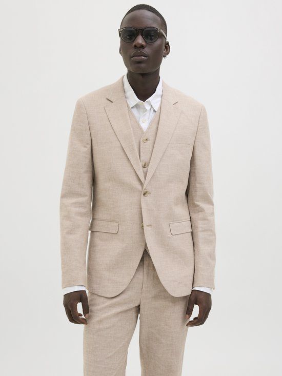 JACK & JONES JACK&JONES - JPRRIVIERA BLAZER SLIM FIT SN - Heren - Colberts - Beige - 46
