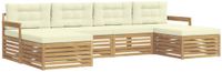 vidaXL - Bank loungeset - 6 zitplekken - Wit en crème - Massief Acacia Hout