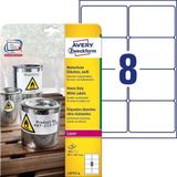 Avery-Zweckform L4715-20 Folie-etiketten 67.7 x 99.1 mm Polyester folie Wit 160 stuk(s) Permanent hechtend Laser