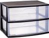 Plasticforte Ladeblokje organizer 2x lades - zwart/transparant