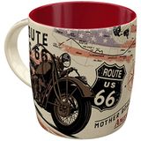 Nostalgic-Art Route 66 Bike Map Retro Koffiemok, 330 ml, cadeau-idee voor Amerikaanse fans, keramische mok, vintage design